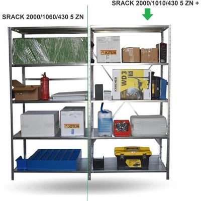 Policový regál - prídavný modul, š.101 x h.43 x v.200 cm