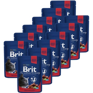 Brit Капсула BRIT Premium Cat Говеждо яхния и грах 12 x 100 г