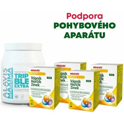 Walmark Alavis Maxima Triple blend Extra silný + 4x Vápník Hořčík Zinek Osteo 700 g + 4 x 90 tablet