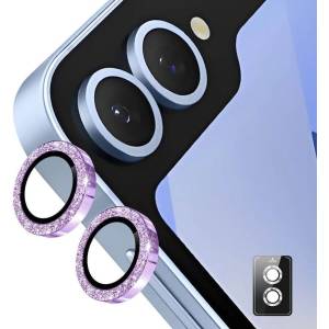 GKK Протектор за Камерата на Samsung Z Flip 7, Cam Lens Glitter Glass, Лилав (5966040240131)
