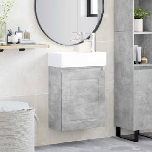 vidaXL Мивка за баня със смесител Бетонно сиво 45, 5 x 22, 5 x 84 см (889514)