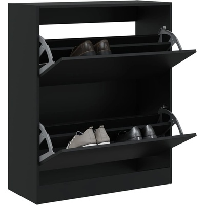vidaXL Шкаф за обувки, черен, 80x34x96, 5 см, инженерно дърво (839967)