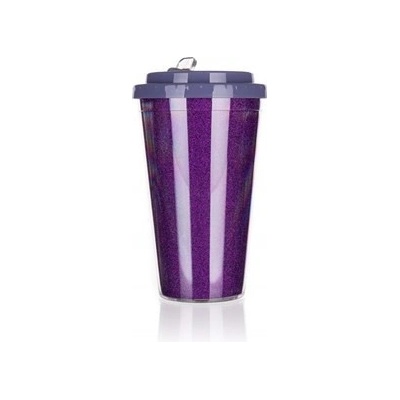 Banquet Hrnček cestovný dvojstenný GLITTERS 500 ml fialový