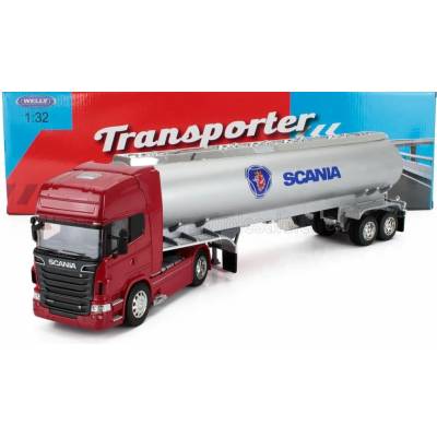 WELLY SCANIA R730 V8 TANKER TRUCK 2011 RED SILVER 1:32