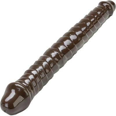 Sensual D46 Oboustranné flexibilní dildo 28 cm hnědé