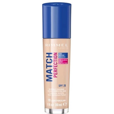 Rimmel London Match Perfection SPF20 течен фон дьо тен 30 ml нюанс 010 Light Porcelain