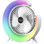 Johnson - LED RGB презареждащ настолен вентилатор многоцветен 5W/3, 7V 1200 mAh диаметър 14 cm бял (P7801)