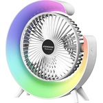 Johnson - LED RGB презареждащ настолен вентилатор многоцветен 5W/3, 7V 1200 mAh диаметър 14 cm бял (P7801)