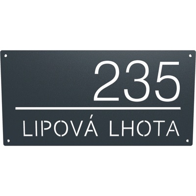 Domovní číslo tabulka lakovaná 5 Velikost: 30 x 15 cm (L), Odstín: RAL 7016 - Antracit – Zboží Mobilmania