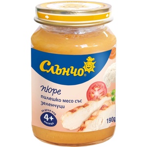 Слънчо пюре пилешко със зеленчуци - 190 г - topcho-online