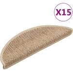 vidaXL Самозалепващи стелки за стълби вид сизал 15бр 56x17x3см пясъчни