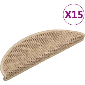 vidaXL Самозалепващи стелки за стълби вид сизал 15бр 56x17x3см пясъчни