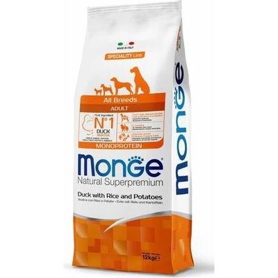 Monge Natural Superpremium All Breeds Adult monoprotein kachna & rýže & brambory 12 kg