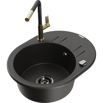 Mexen Kevin гранитна мивка с 1 отделение с отцедник и кухненски смесител (6517-75-670401-57-B)