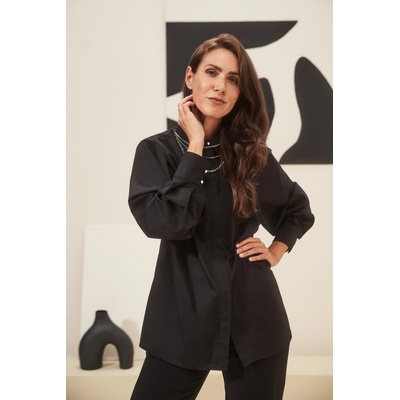 Moodo Кроена риза с надиплени ръкави Moodo Moodo | Cheren | ЖЕНИ | XS