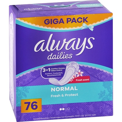 Always Dailies intímky Fresh & Protect Normal Giga Pack 76 ks