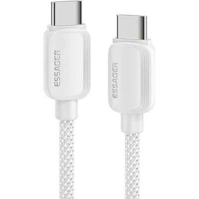 Essager ES-X46 opletený nabíjací a dátový USB-C na USB-C 2m stříbrný
