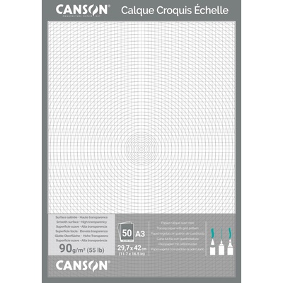 Canson Calque Satin Pauzovací papier s pomocnou mriežkou A3, 90g, 50 listov
