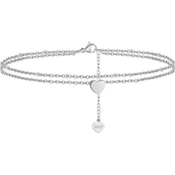 DELIS Сребърен глезен, jw532, дизайн на сърце, с родиево покритие (jw532)