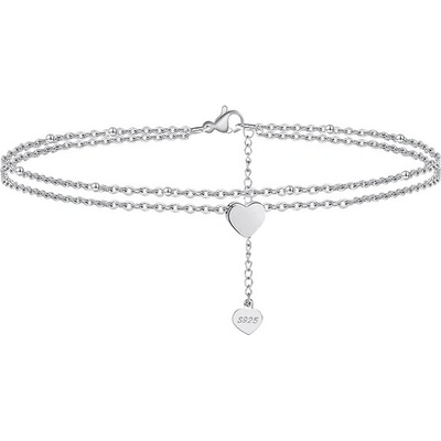 DELIS Сребърен глезен, jw532, дизайн на сърце, с родиево покритие (jw532)