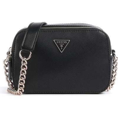Guess double zip umělá kůže crossbody kabelka černá