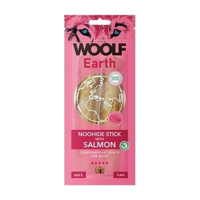 WOOLF Earth poh. NooHide L Sticks with Salmon 85g