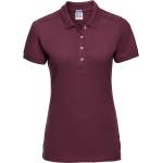 Russell Athletic 566f / Дамска еластична поло тениска с къс ръкав - бордо m (10566f37002)