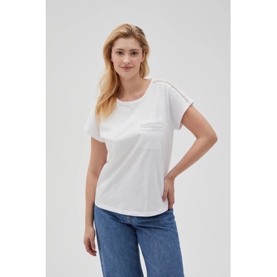 Moodo Дамска тениска с джоб Moodo - бяла Moodo | Byal | ЖЕНИ | XS