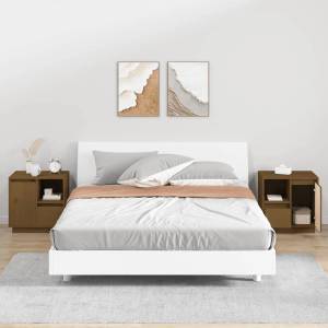 vidaXL Нощни шкафчета, 2 бр, меденокафяви, 50x34x50 см, бор масив (814486)