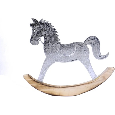 EGO DEKOR koník houpací stříbrná 10 cm