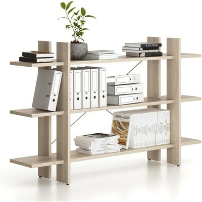 B2B Partner Kancelářský regál nízký dlouhý SOLID, 1800 x 400 x 1075 mm, dub přírodní