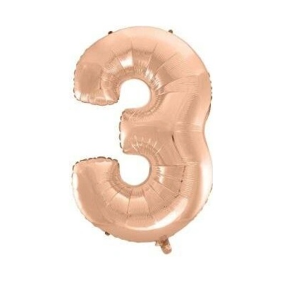 GoDan Číslice "3" rosegold 92cm fóliový balónek