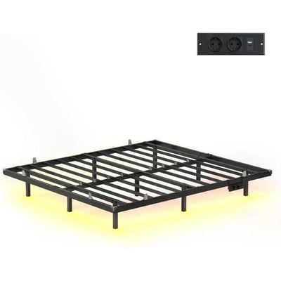 Kovová manželská postel s LED podsvícením 160x200 cm RMBB35175B101