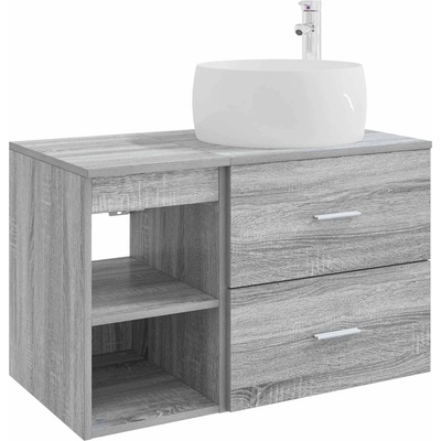 vidaXL Комплект мебели за баня 2 pcs Сив Сонома Инженерна дървесина (3403925)