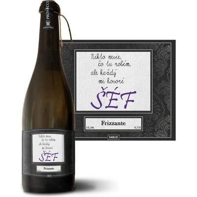 Sablio Nikto nevie, čo tu robím, ale každý mi hovorí šéf Prosecco biele suché šumivé víno 10,5 % 0,75 l (holá fľaša)
