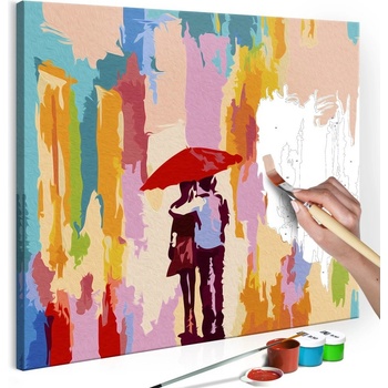 Maľovanie podľa čísiel Couple Under An Umbrella Pink Background