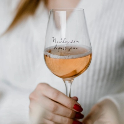 Bella Rose Sklenice na víno Nechľastám degustujem – SK čirá barva sklo 350 ml