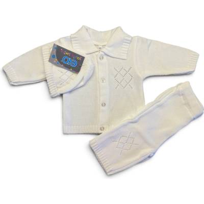 EKO Łukasz Kot Chlapčenský set na krst biely Knit CHRZ