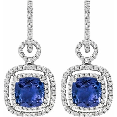 Eppi zlaté visiace náušnice s tanzanitmi a diamantmi Bavizi E32875