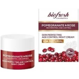 Biofresh Cosmetics Via Natural - Хидратиращ нощен крем за лице с нар и роза 50мл