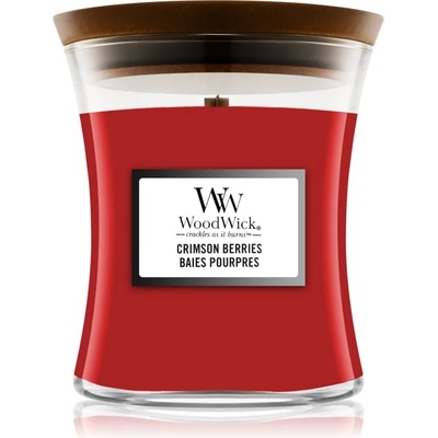 WoodWick Crimson Berries ароматна свещ с дървен фитил 85 гр