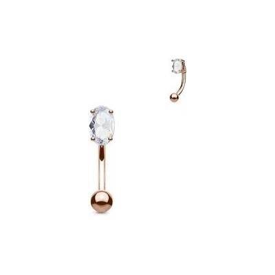 Šperky4U zlacený piercing do obočí zirkon čirá OB1006-RD
