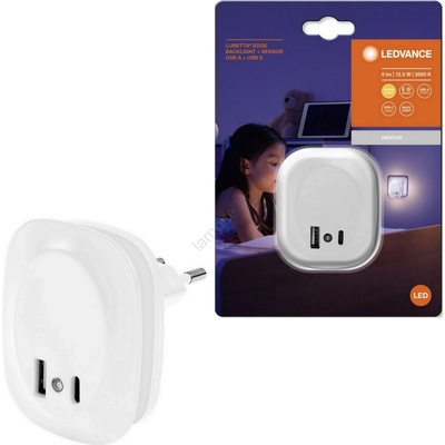 OSRAM Ledvance- LED Нощна лампа за контакт със сензор и USB LUNETTA LED/12, 5W/230V (P225393)