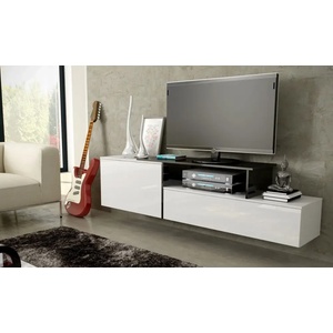 Cama meble Cama ТВ шкаф SIGMA 3 180 бял/бял гланц + черен (SIGMA3 BI/BI+CZ)
