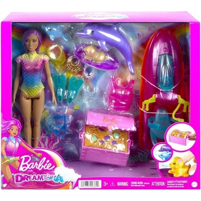 Barbie Dreamtopia set a vodní skútr pejsek, delfíni