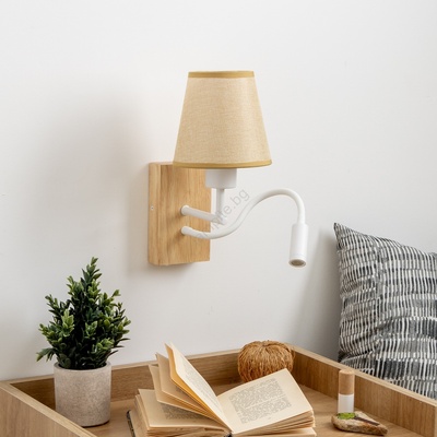 Brilagi - LED Аплик NUBILA WOOD 1xE27/25W/230V +LED/3W дъб/светлокафяво (BG1565D)