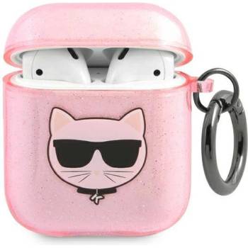 Image 1 of KARL LAGERFELD Калъф Karl Lagerfeld TPU Glitter Choupette Head Case за AirPods 1/2 - Розов