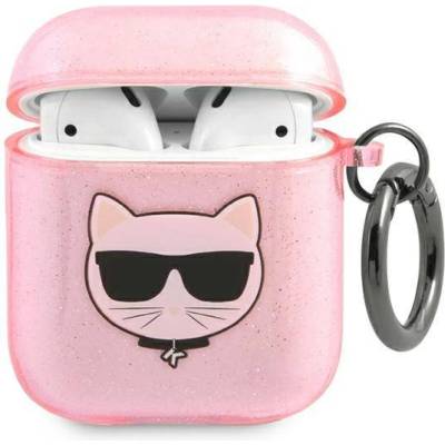 KARL LAGERFELD Калъф Karl Lagerfeld TPU Glitter Choupette Head Case за AirPods 1/2 - Розов