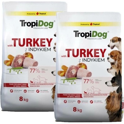 Tropidog Premium Adult Small Breeds s krůtím masem a rýží 2 x 8 kg