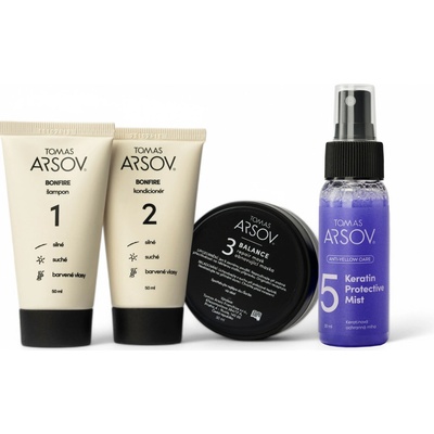 Tomas Arsov Bonifire šampon 50 ml + kondicionér 50 ml + Balance maska 50 ml + keratinová ochranná mlha 30 ml